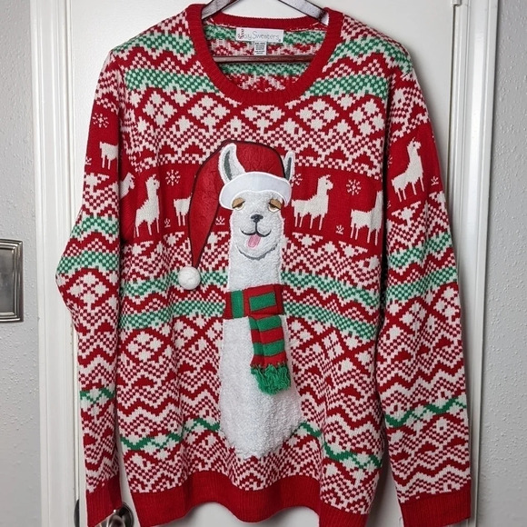 Ugly Christmas Sweater, llama, red green, XXL 2XL, NWOT - Picture 1 of 7